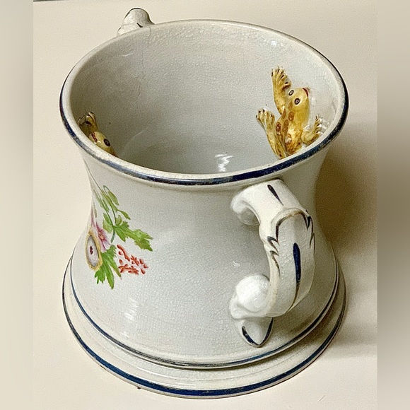 Vintage c. 1790 English Antique Pearlware Three Frog Mug Loving Cup - Picture 7 of 16
